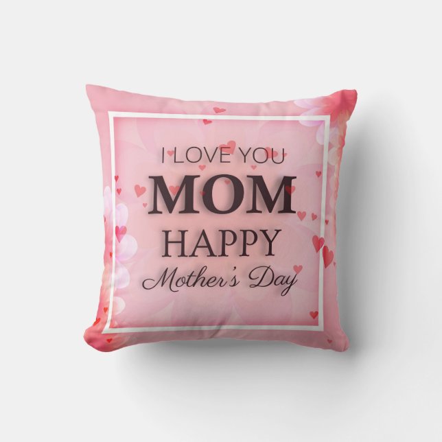 Coussin Je t'aime carreau du jour de mère de maman | (Recto)