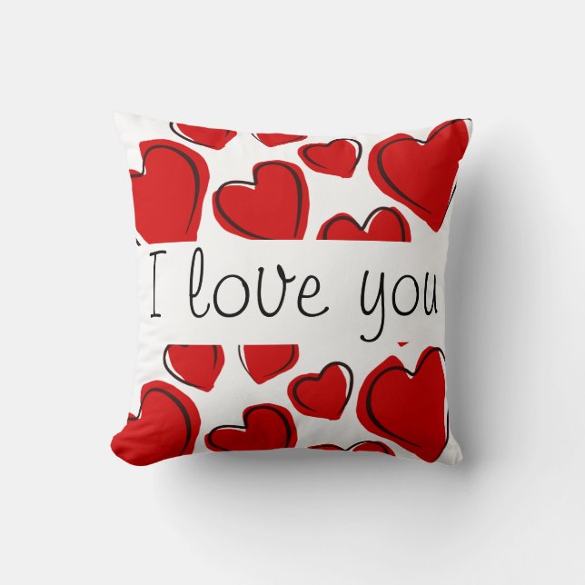 Coussin Je t'aime - Coeurs (Recto)