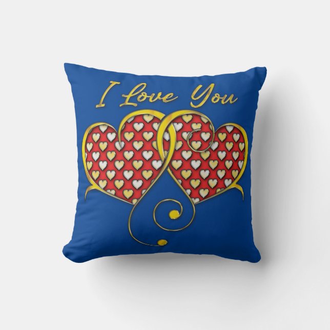 Coussin Je t'aime Concevoir des Coeurs d'Or (Recto)