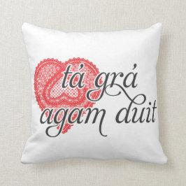 Coussin Je t'aime dans l'Irlandais - duit d'agam de grá de