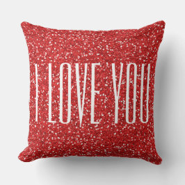 Coussin Je t'aime Faux Parties scintillant ou ton propre t