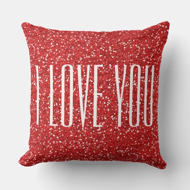 Coussin Je t'aime Faux Parties scintillant ou ton propre t (Recto)