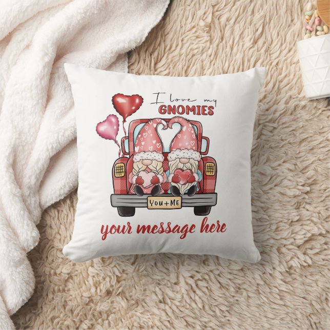 Coussin Je t'aime gnomes Valentines personnalisées (Couverture)