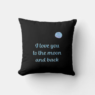 Coussin Je t'aime jusqu'à la lune et retour Argent à l'aqu