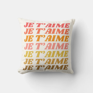 Coussin Je t'aime le français dire la typographie rétro