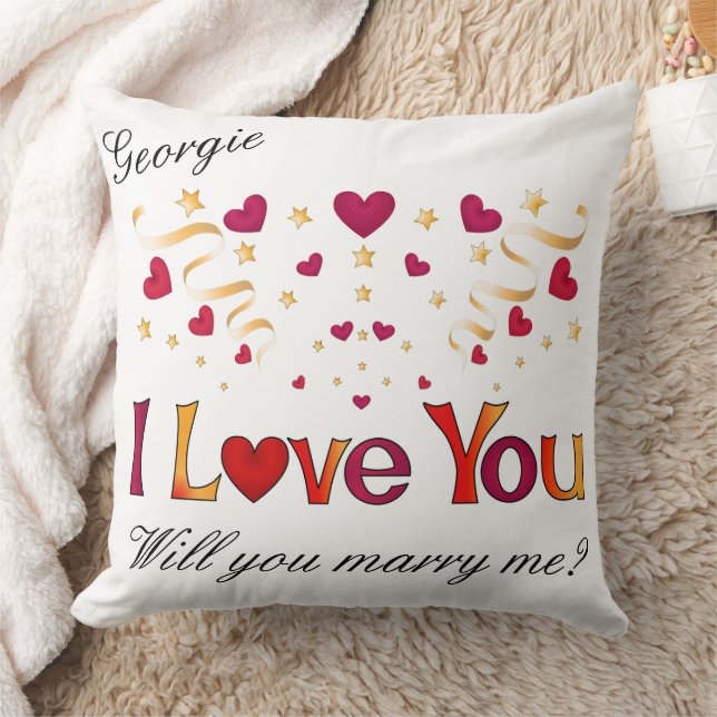Coussin Je t'aime Red Heart Gold Ribbon Proposition de mar (Couverture)