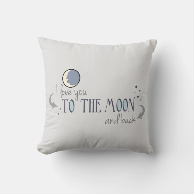 Coussin Je t'aime sur la Lune et de retour (Recto)