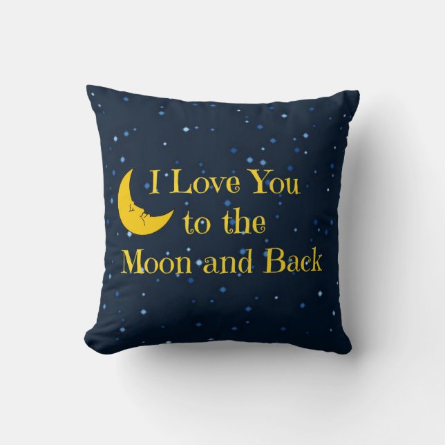 Coussin Je t'aime sur la Lune et de retour (Recto)