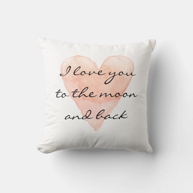 Coussin Je t'aime sur la lune et le coeur arrière lancer l (Recto)