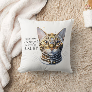 Coussin Je travaille dur pour que mon Bengale puisse vivre