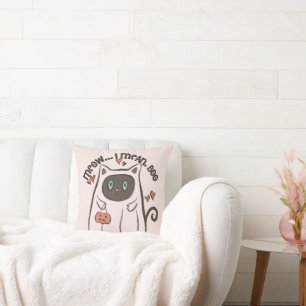 Coussin Je Veux Dire Boo Black Cat Ghost White Halloween