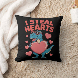 Coussin Je vole des cœurs T Rex Dinosaure Saint-Valentin
