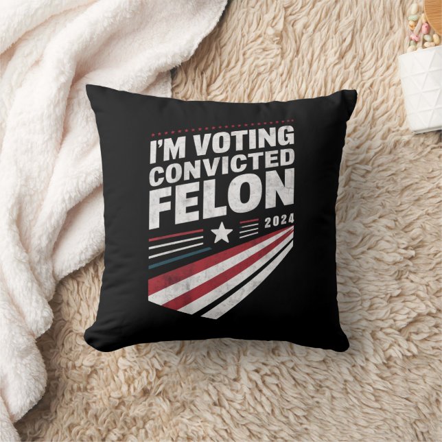 Coussin Je vote Condamné Felon 2024 Trump (Couverture)
