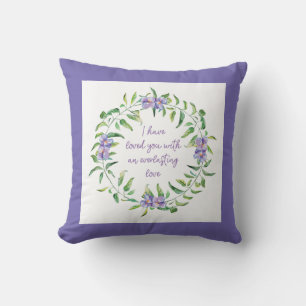 Coussin Je vous ai aimés Écriture violet Thon Pi