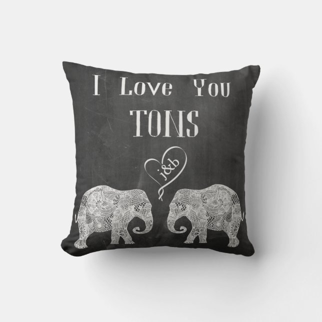 Coussin JE VOUS AIME TONS/Elephant Art/Mariage Personnalis (Recto)