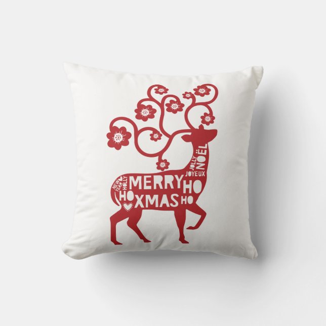 Coussin Je vous souhaite un joyeux renne de Noël (Recto)