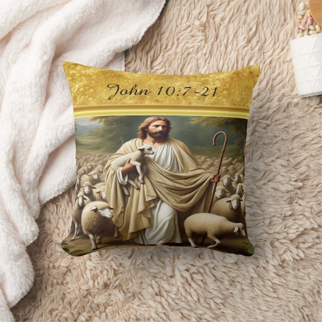Coussin Jean 10:7 Bon Pasteur Design Or (Couverture)