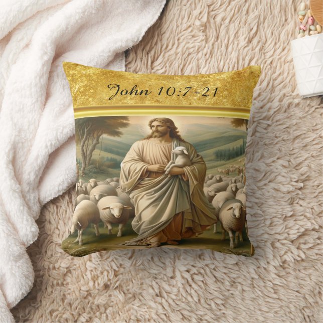 Coussin Jean 10:7 Jésus s'occupe de scène (Couverture)