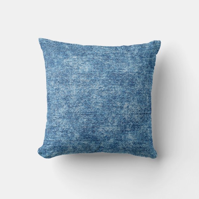 Coussin Jeans en bleu acide. Denim arrière - plan, texture (Recto)