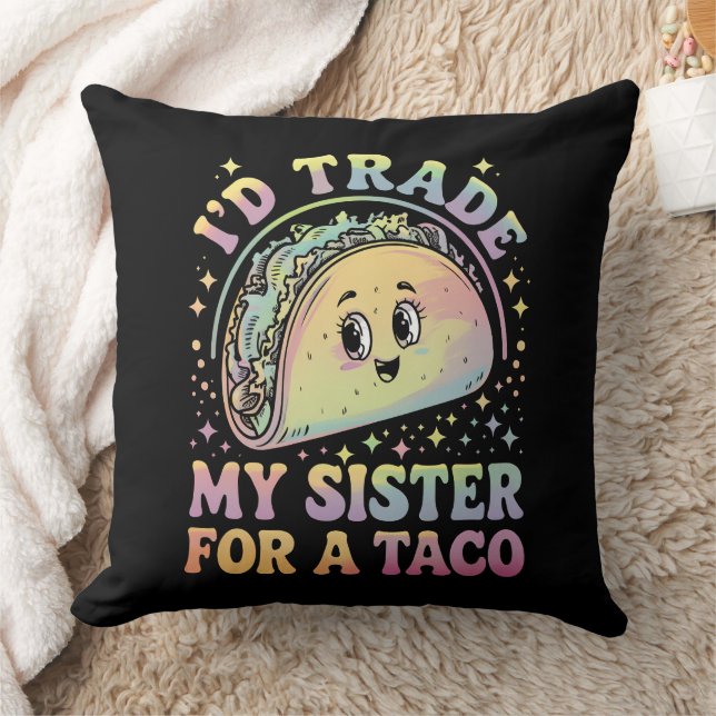 Coussin J'échangerais ma soeur contre un Taco Cinco De May (Couverture)