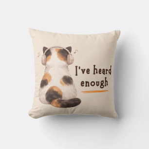 Coussin "J'en ai entendu assez" Chat portant un casque