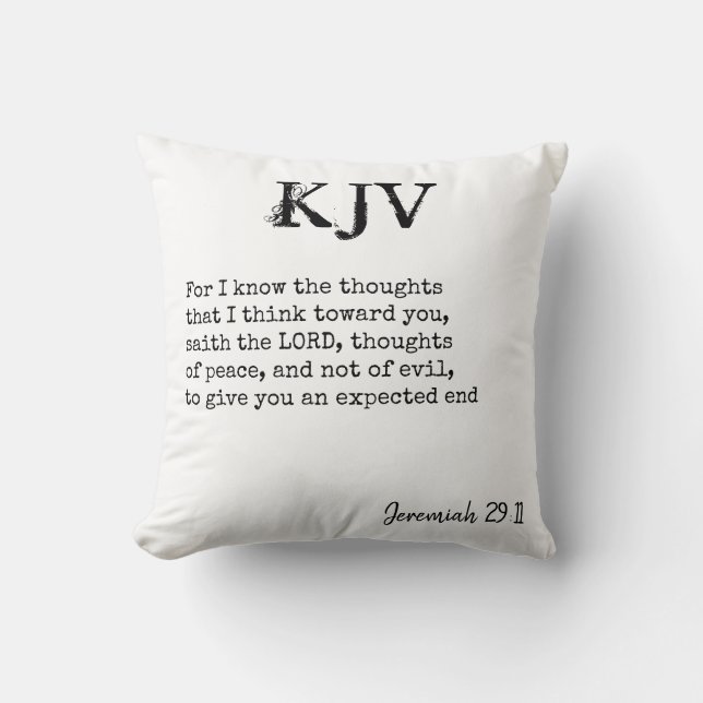 Coussin Jérémie 29:11 Citation Bible KJV - Peut Être Custo (Recto)