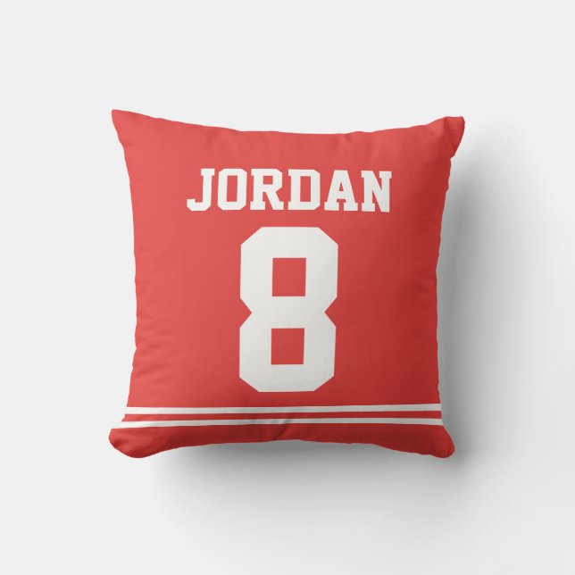 Coussin Jersey de football rouge avec nombre (Recto)