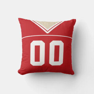 Coussin Jersey Numéro de Football Personnalisable, Rouge