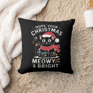 Coussin J'espère que votre Noël est félin et lumineux Chat