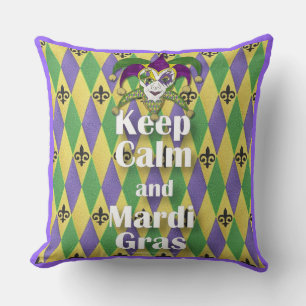 Coussin Jester Mask Keep Calm and Mardi Gras