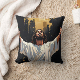 Coussin Jésus-Christ Notre Sauveur   Noir et Or