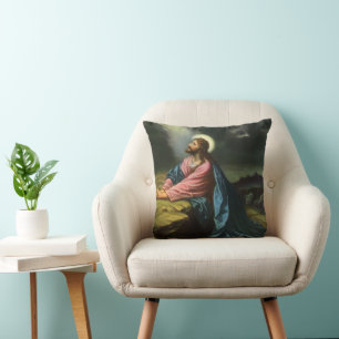 Coussin Jésus-Christ vintage priant, jardin de Gethsémani