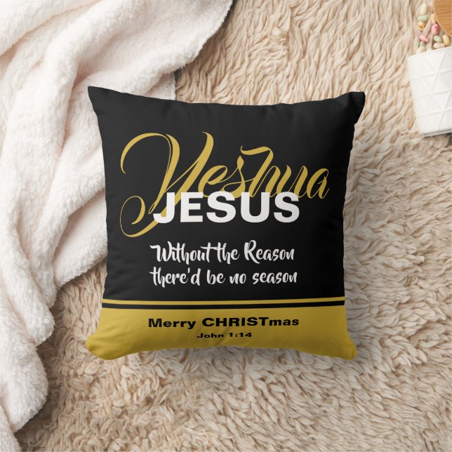 Coussin JÉSUS EST LA RAISON DU Noël chrétien de l'or noir (Couverture)
