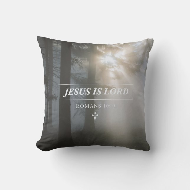 Coussin Jésus Est L'Éternel Romains 10: 9 Verse De La Bibl (Recto)