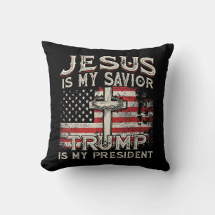 Coussin Jésus Est Mon Sauveur Trump Est Mon Président Amér