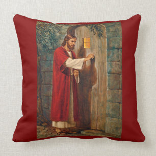 Coussin Jésus frappe sur la porte avec le plein vers