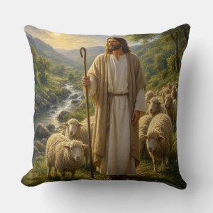 Coussin Jésus le Bon Berger dans Golden Valley