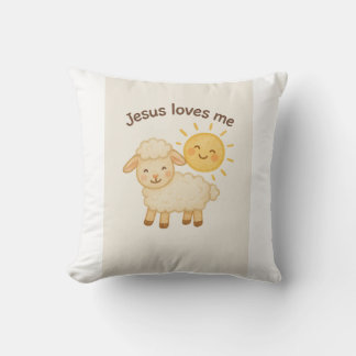 Coussin Jésus m'aime - Agneau mignon et soleil