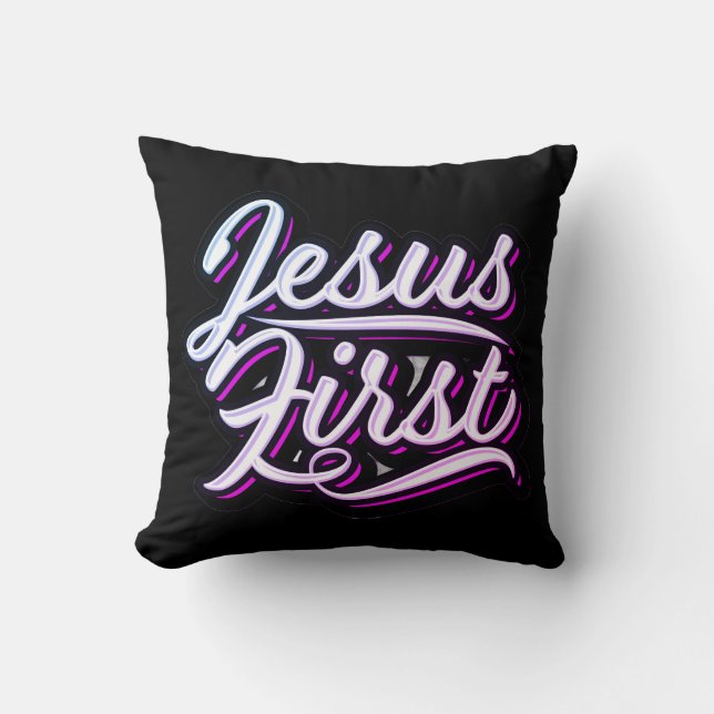 Coussin Jésus rose et pourpre d'abord (Recto)