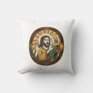 Coussin Jesus Selfie Accidentel avec la caméra frontale et