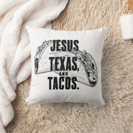 Coussin Jesus Texas et Tacos Drôle Nourriture Cinco De May