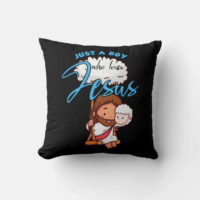 Coussin Jésus Un Garçon Qui Aime Jésus-Christ Lover Foi (Recto)
