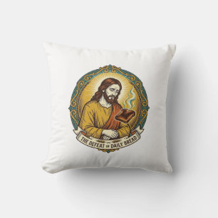 Coussin Jésus vaincu fumant du pain grillé brûlé petit-déj