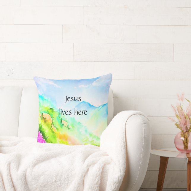 Coussin Jésus vit ici (Canapé)