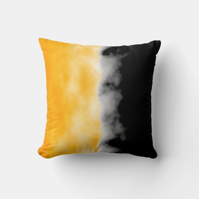 Coussin Jet noir blanc jaune de regard de tranche de Druzy (Recto)