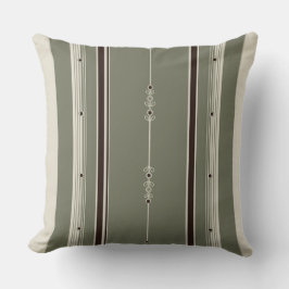 Coussin jet rayé café et olive