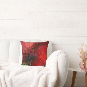 Coussin jetable à fleurs de rose rouge naturelle