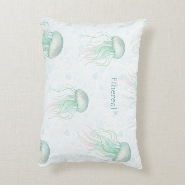 Coussin jetable méduse éthérée sarcelle (Dos(Vertical))
