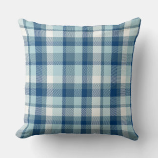 Coussin jeté à carreaux vintage bleu