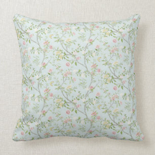 Coussin jeté à motif floral doux avec fond vert me